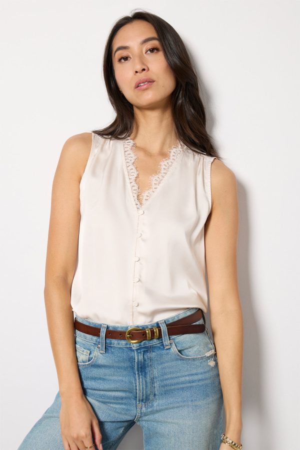 Ariella Sleeveless Lace Trim Blouse - Image 3