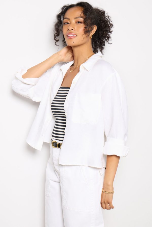 Sophia Linen Crop Shirt - Image 5