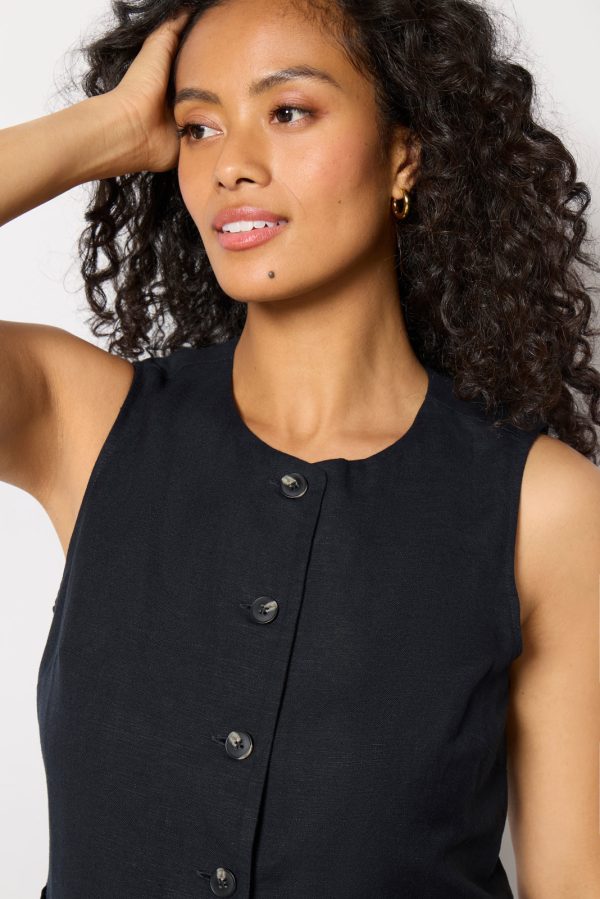 Natalia Long Linen Vest - Image 2