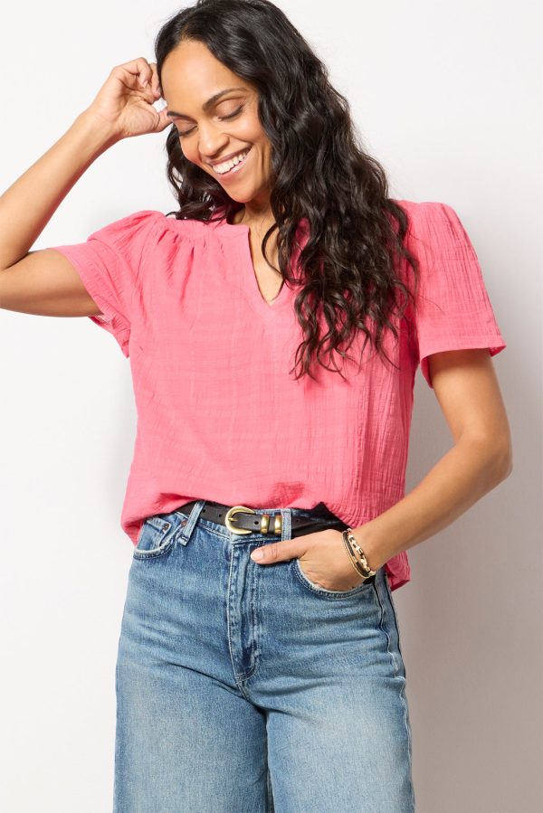 Shelby Textured Split Neck Top - Image 6