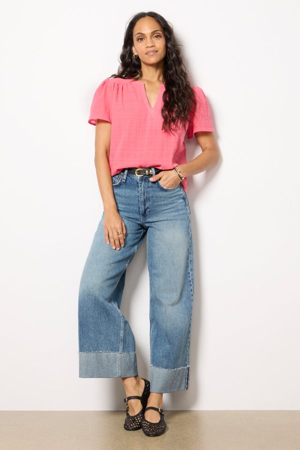 Shelby Textured Split Neck Top - Image 3