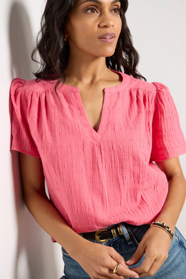 Shelby Textured Split Neck Top - Image 2