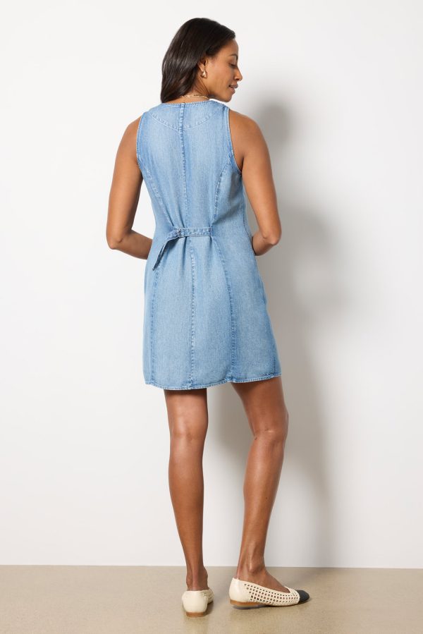 Denim Cinch Back Mini Dress - Image 4