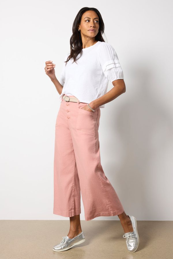 Joelle Stretch Linen Cropped Wide Leg - Image 5