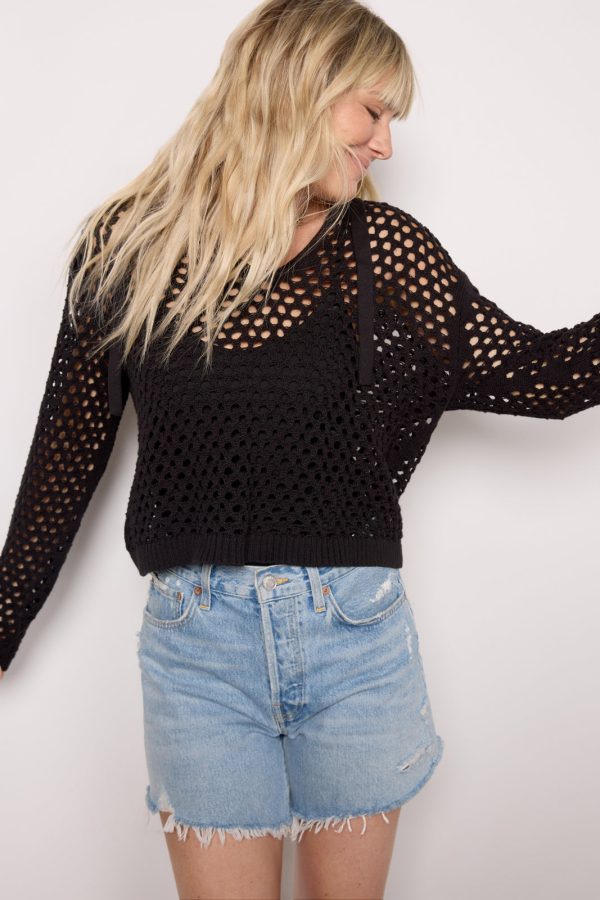 Cari Open Knit Hoodie Pullover - Image 2