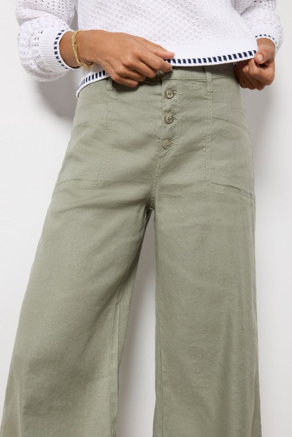 Joelle Stretch Linen Cropped Wide Leg - Image 2