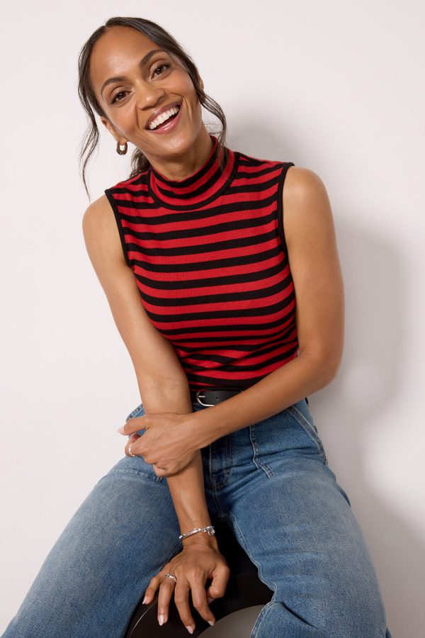 Essential Stripe Sleeveless Mock Neck - Image 5