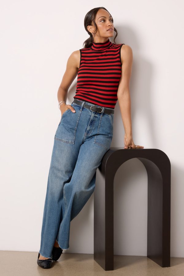 Essential Stripe Sleeveless Mock Neck - Image 3