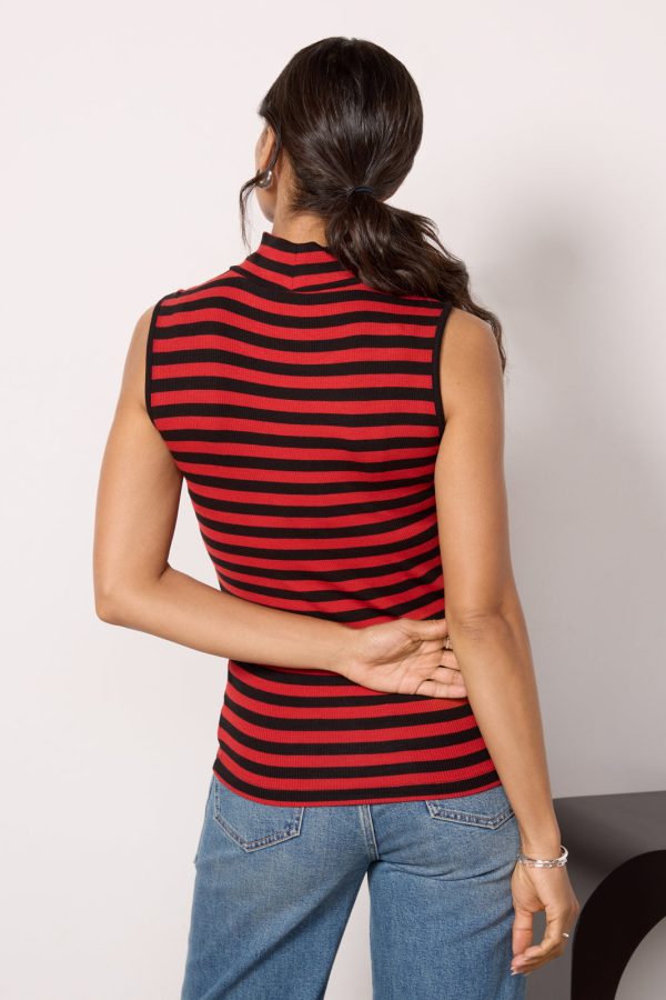 Essential Stripe Sleeveless Mock Neck - Image 4