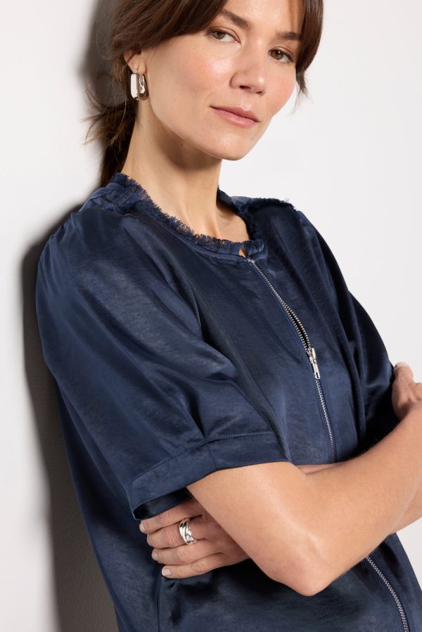 Tilly Satin Zip Up Top - Image 3
