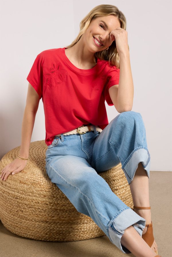 Everly Short Sleeve Cut Work Tee - Image 2
