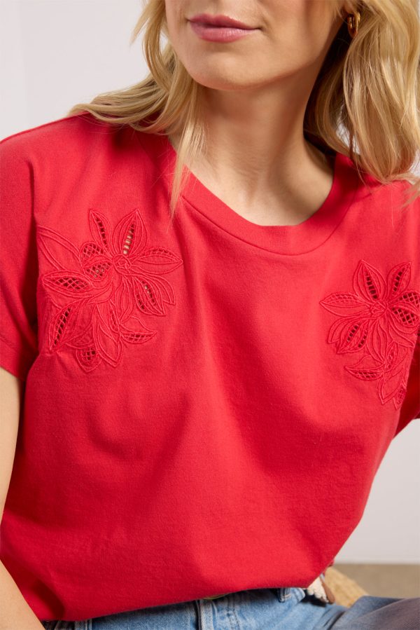 Everly Short Sleeve Cut Work Tee - Image 5