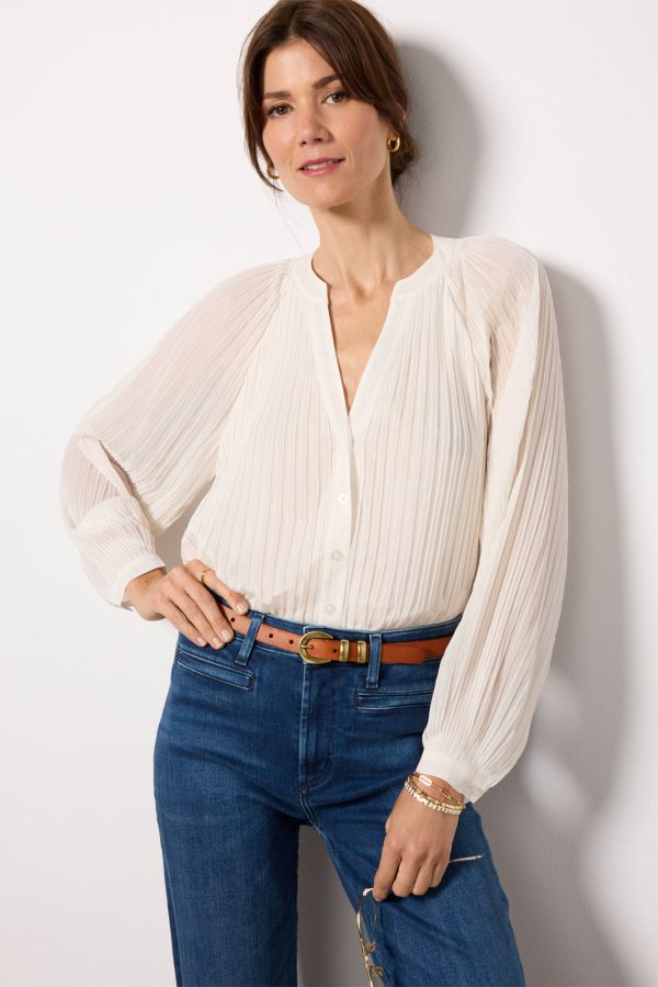 Long Sleeve Pleated Blouse - Image 2
