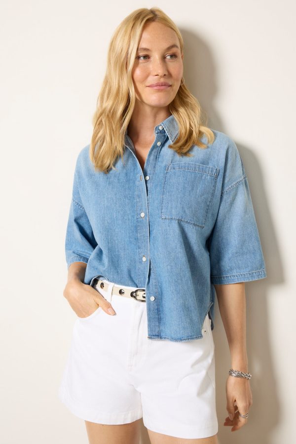 Frances Cropped Cape Button Up - Image 3