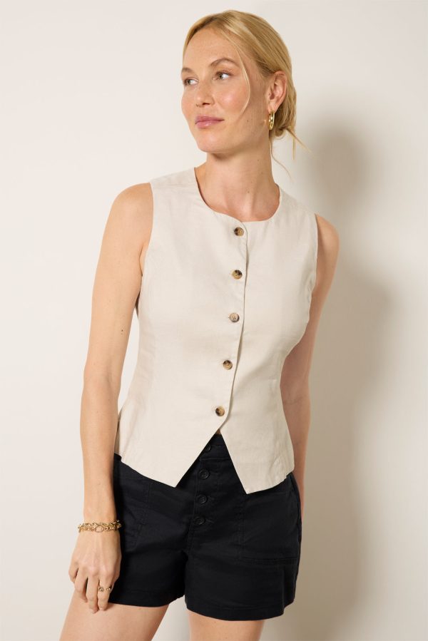 Joelle Longline Linen Vest - Image 3