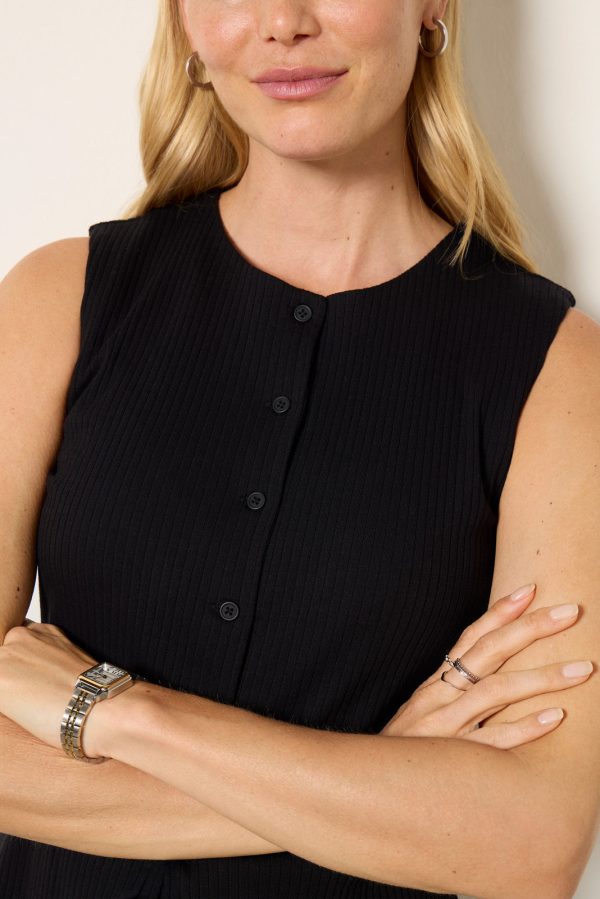 Bobbie Button Front Ribbed Vest - Image 3