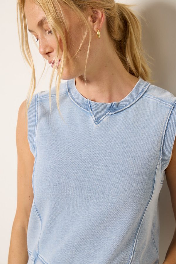 Sleeveless Knit Denim Vest - Image 3