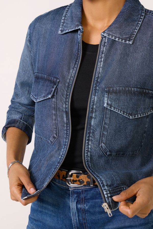 Flap Pocket Zipper Shacket - Image 3