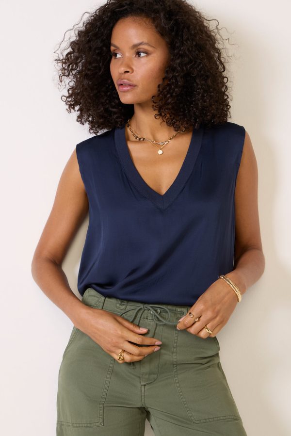 Celina V Neck Satin Tank - Image 2
