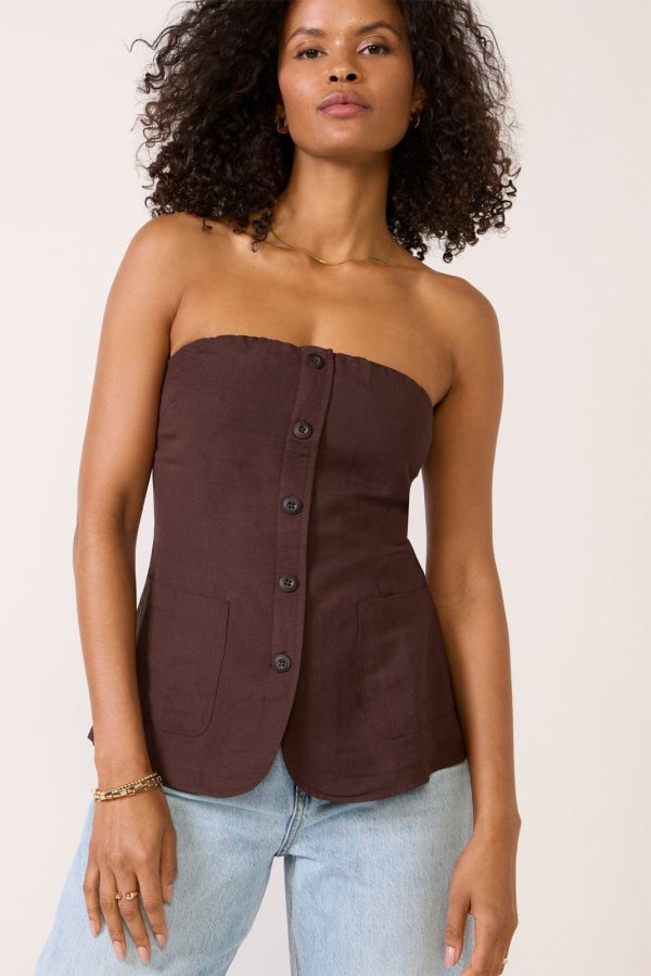 Kai Strapless Button Front Top - Image 2