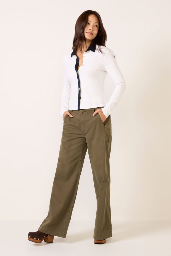 Knit Contrast Long Sleeve Polo