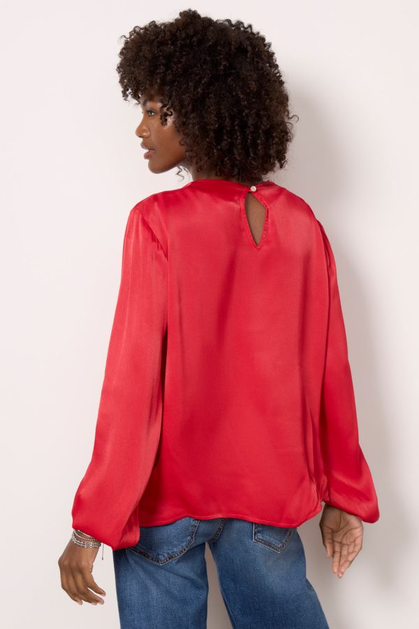 Satin Drape Neck Blouse - Image 4