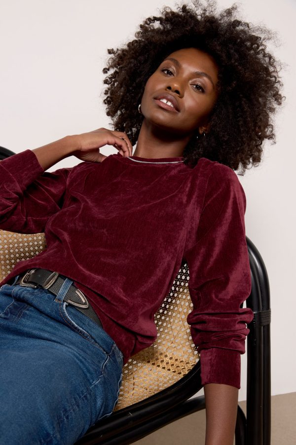 Holly Velour Pleated Pullover - Image 3