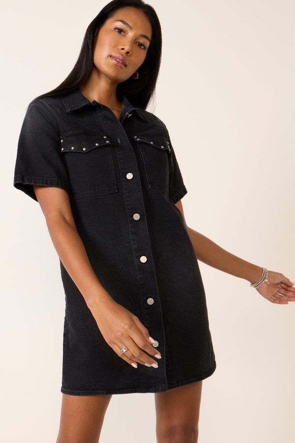 SS Studded Denim Dress - Image 2