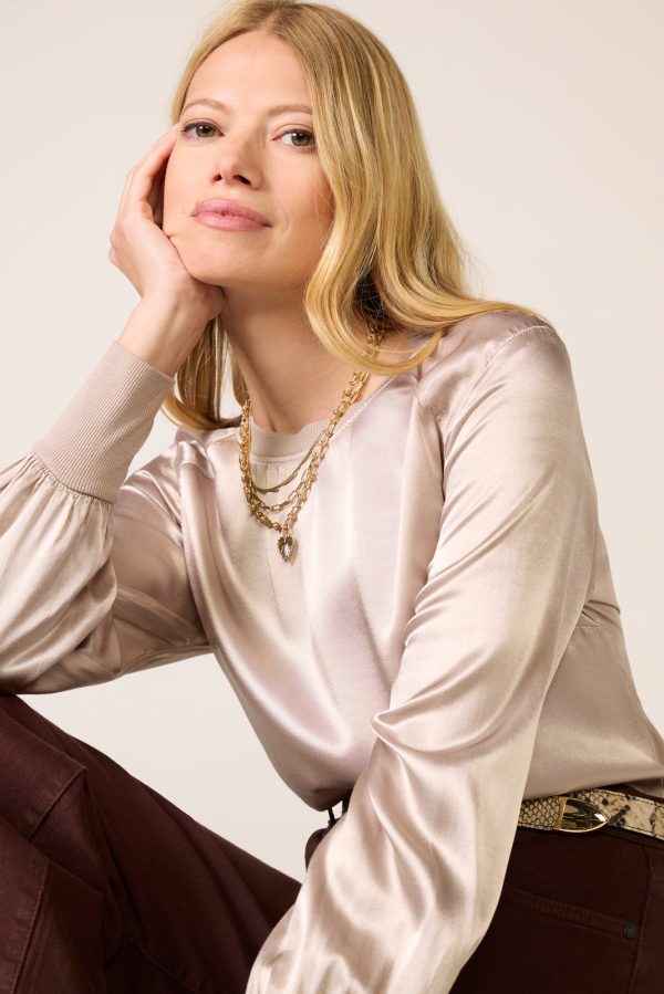 City Satin Long Sleeve Top - Image 3