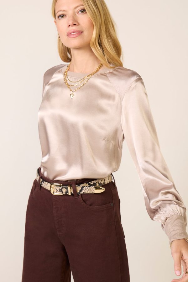 City Satin Long Sleeve Top - Image 2