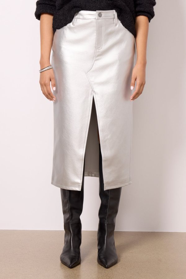 LEATHER LIKE MIDI SKIRT - Image 6