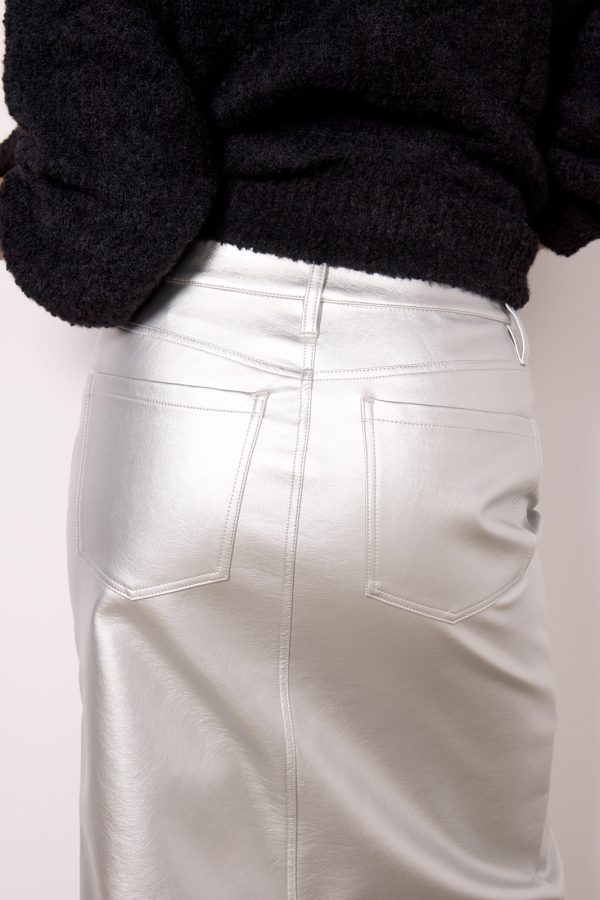LEATHER LIKE MIDI SKIRT - Image 4
