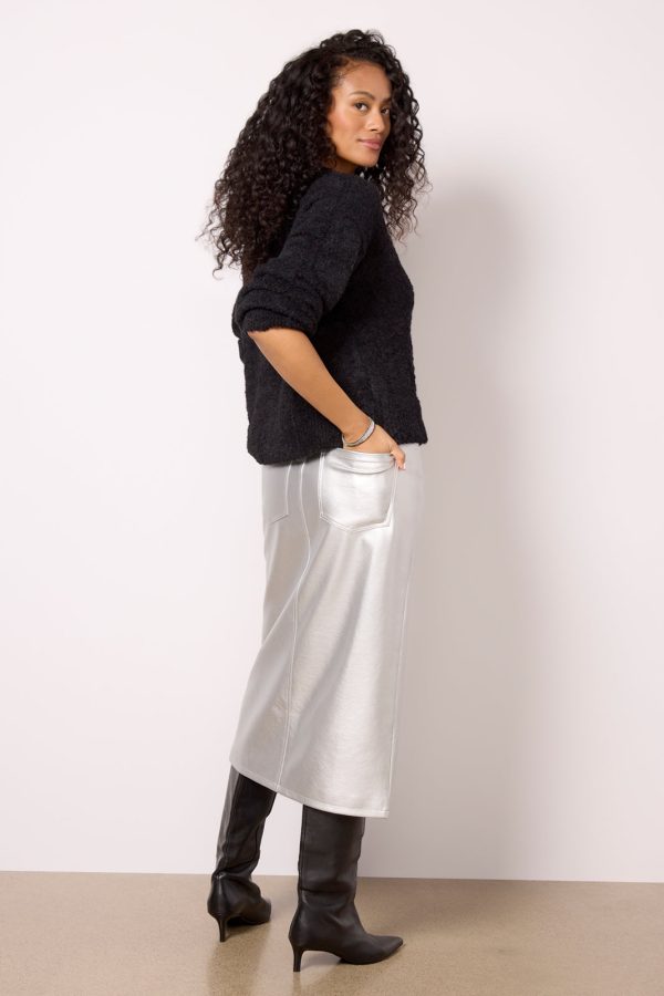 LEATHER LIKE MIDI SKIRT - Image 3