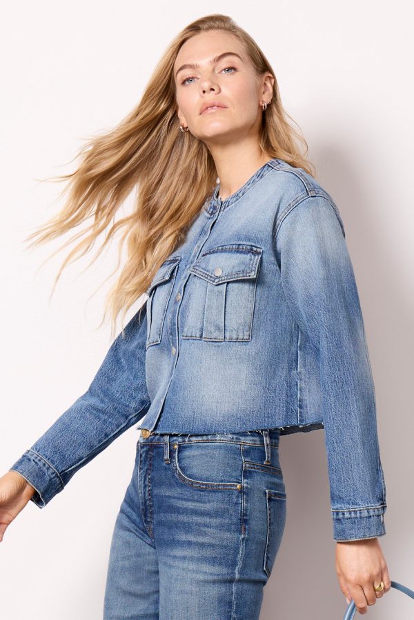 Kacey Collarless Denim Jacket - Image 6
