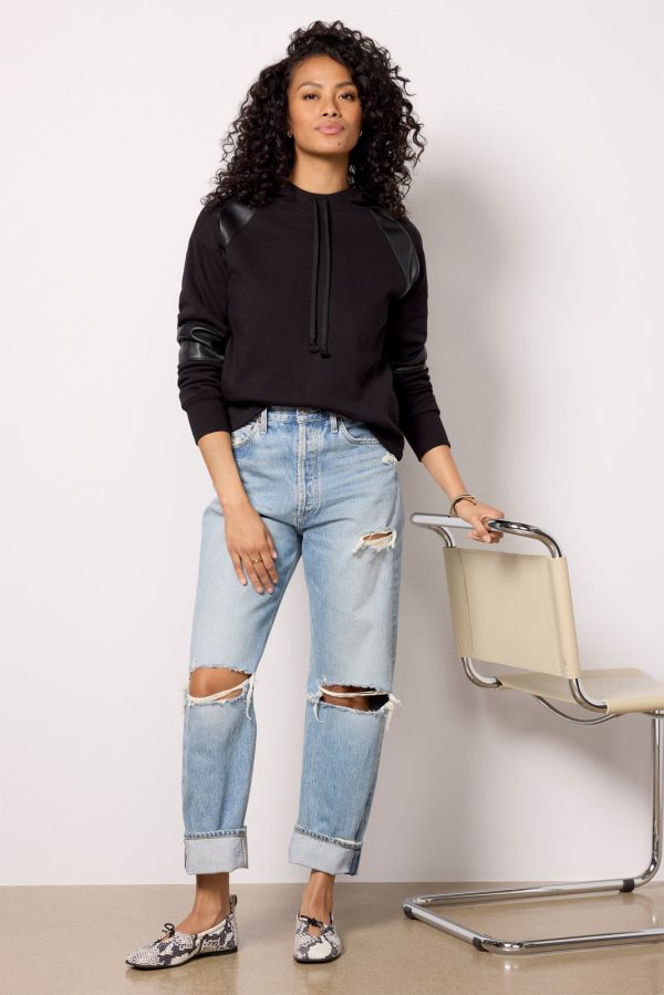 Nickie Faux Leather Hoodie - Image 5
