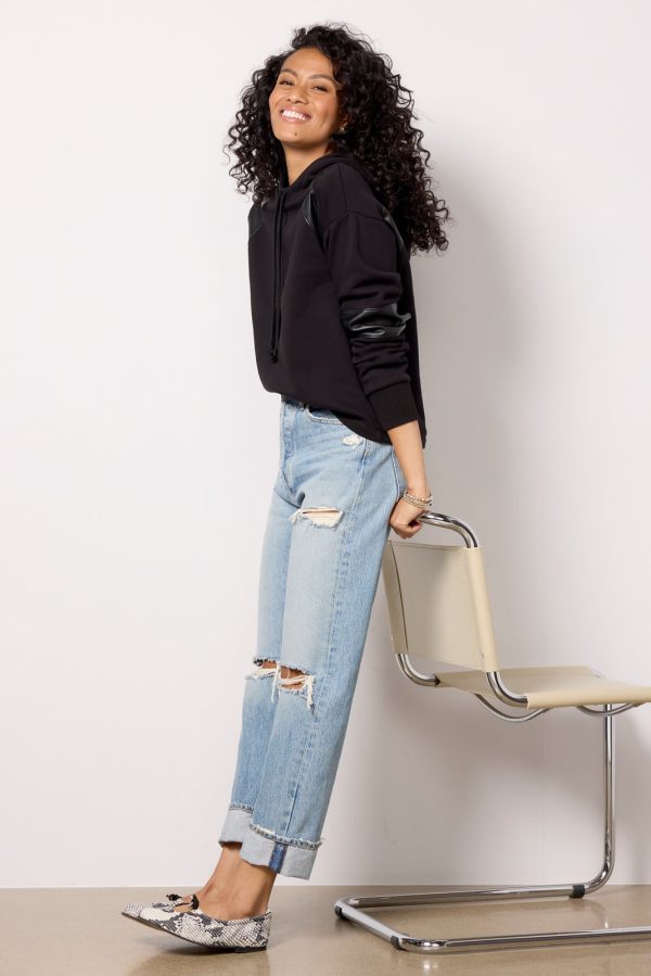Nickie Faux Leather Hoodie - Image 2