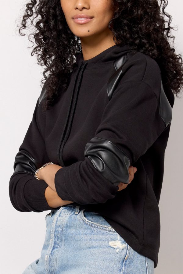 Nickie Faux Leather Hoodie - Image 3