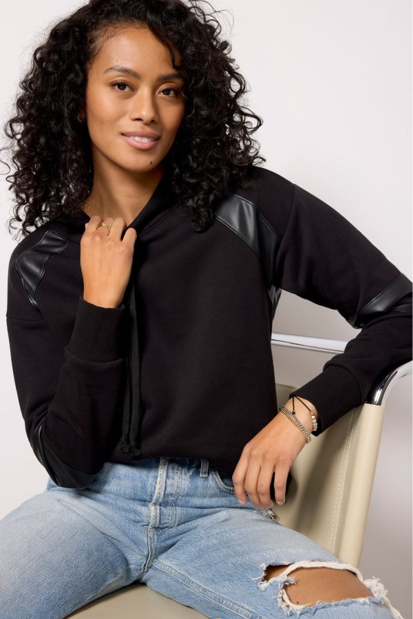 Nickie Faux Leather Hoodie - Image 6