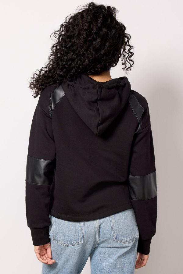 Nickie Faux Leather Hoodie - Image 4