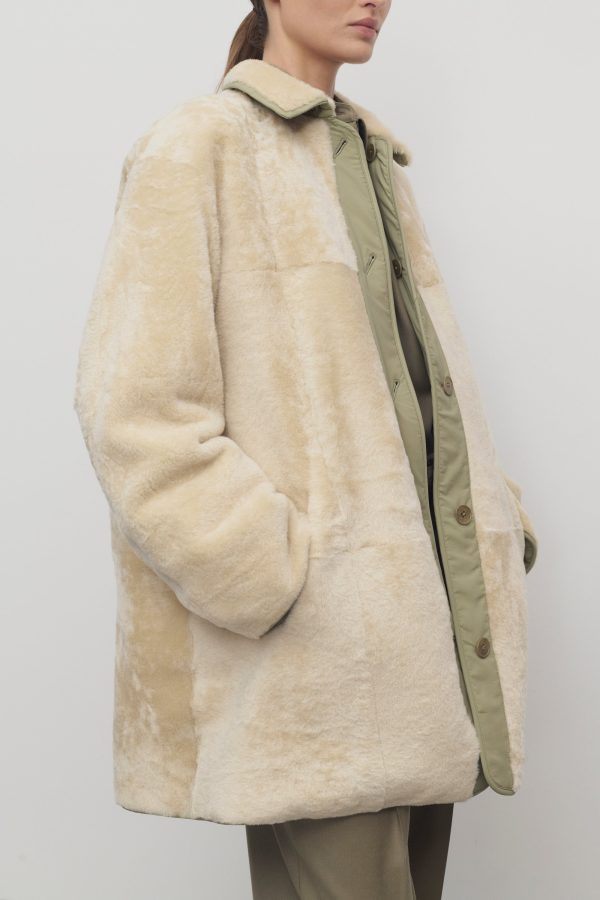 Aurelia Coat in Shearling and Nylon - Image 7